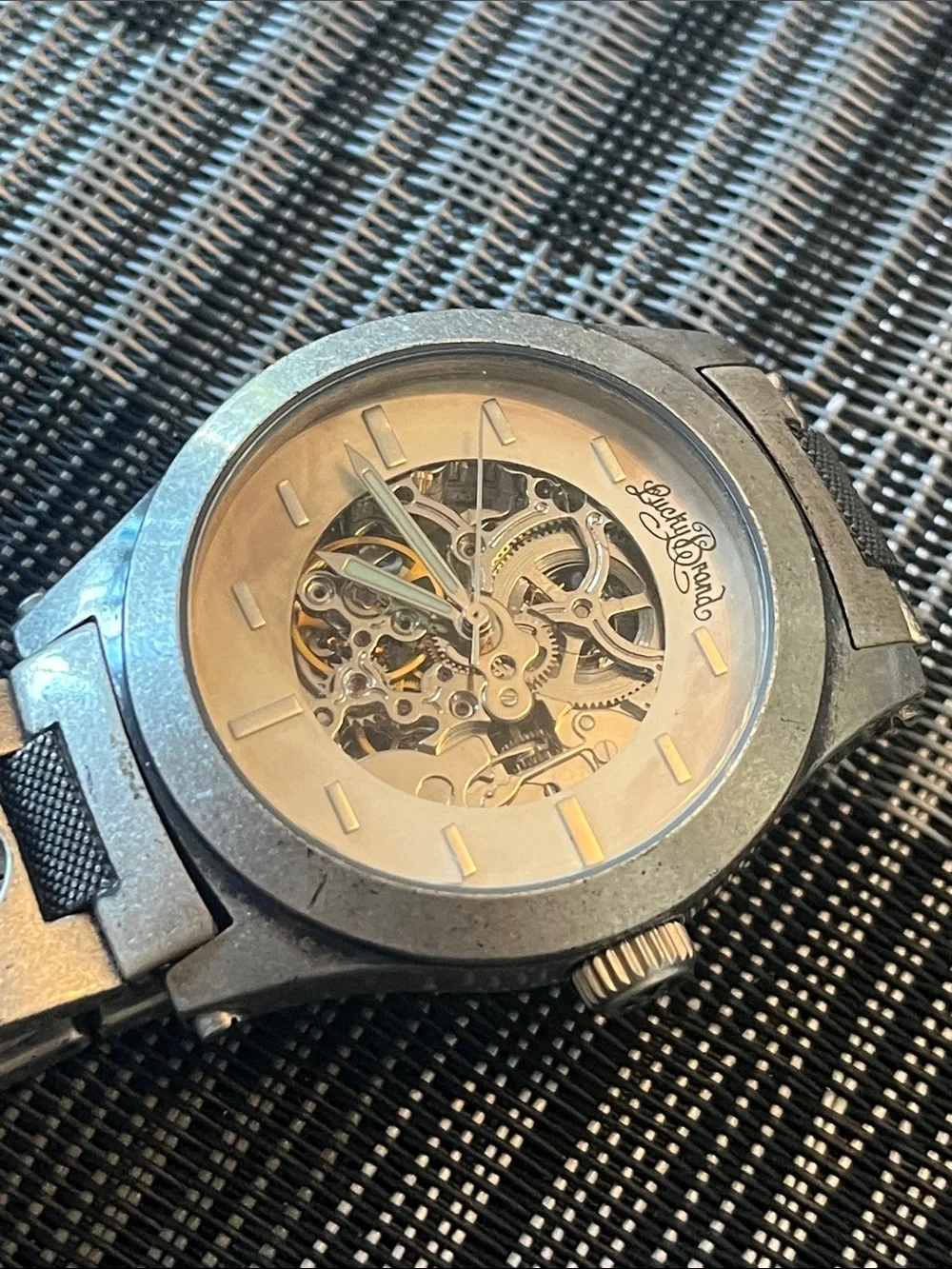 Lucky Brand Men's Skeleton Watch in Silver and Gold Tones